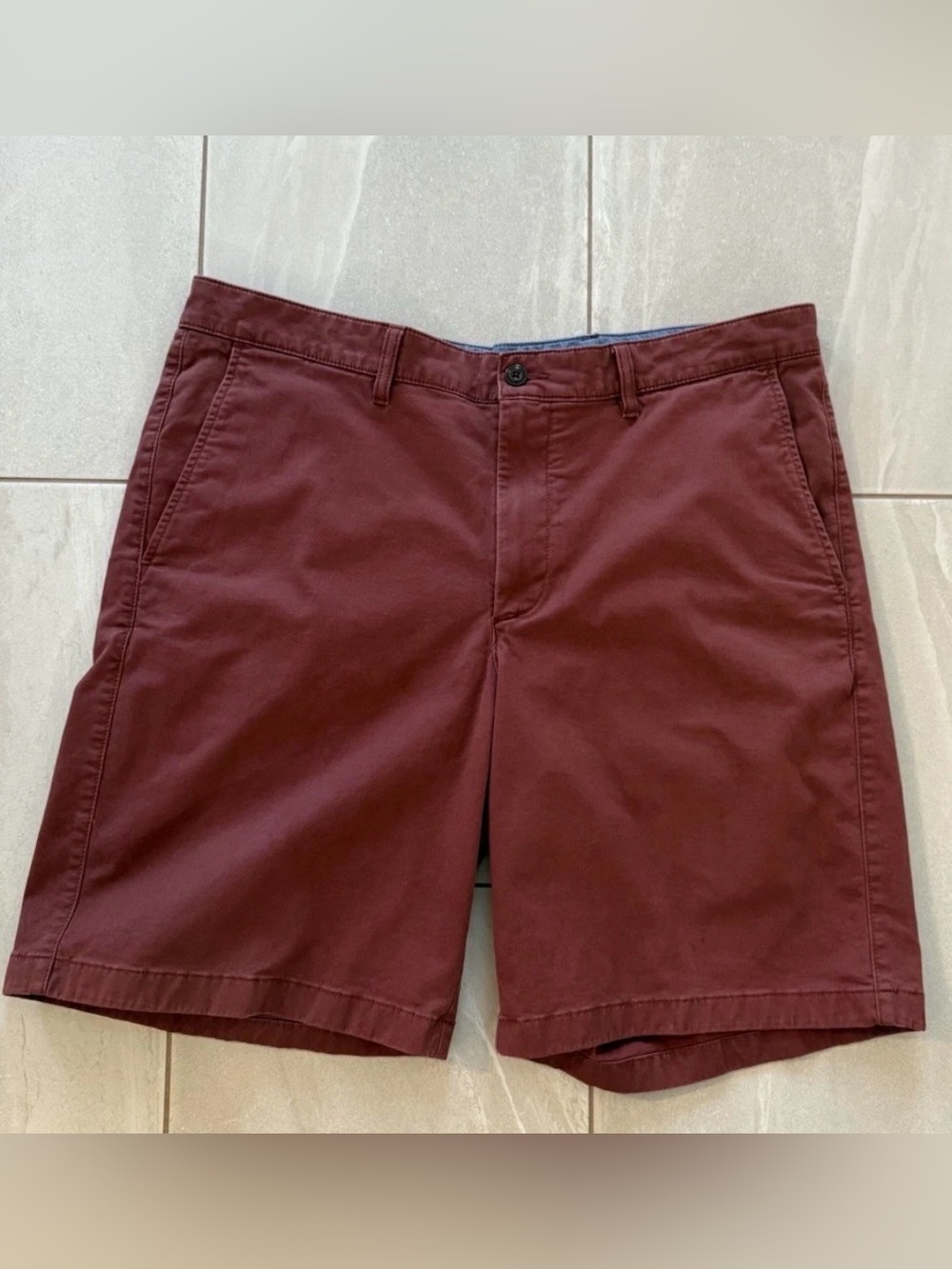 L.L.Bean Men’s 38W Chino Shorts Rust Red Standard Fit Stretch Cotton Flat Front